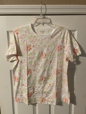 NWT Old Navy White Tropical Print Women’s T-Shirt size Large Tall